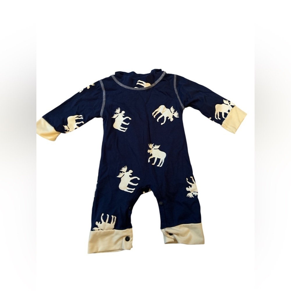 🌸Navy Blue Moose Print Kids Bodysuit
